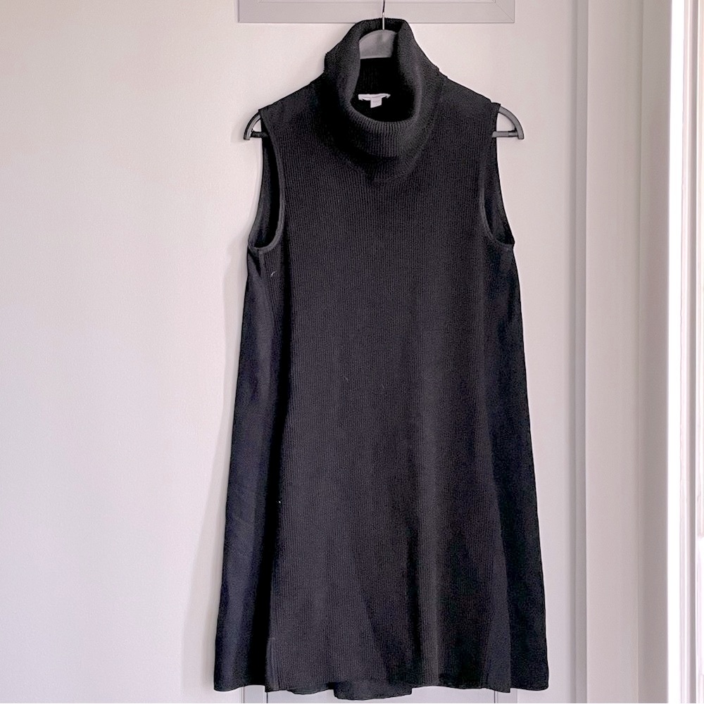 JAMES PERSE Black Ribbed Knit Tunic Turtleneck Top